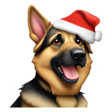 German shepard with santa hat sticker
