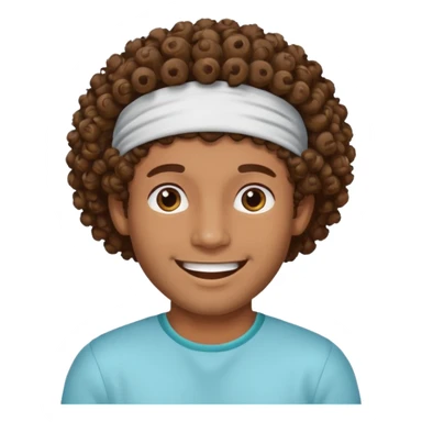 brown curly haired men with hairband sticker