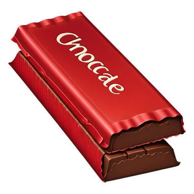 a chocolate bar with half red wrapped  sticker