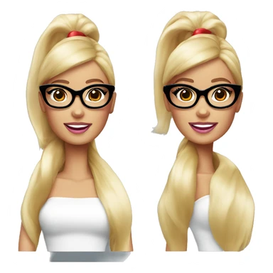 Barbie wearing santa hat and black glasses  sticker
