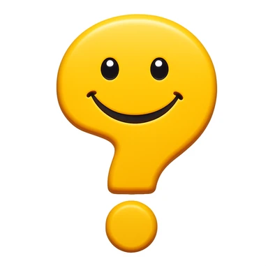 Add a smiling face to the funny question mark in the same style as the original image. sticker