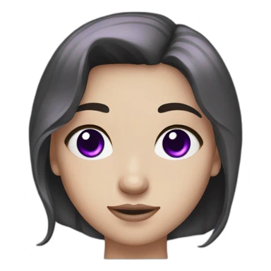 a white girl with purple eyes, half hair black and half hair white sticker