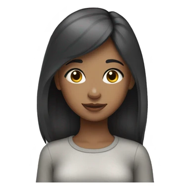 Black hair girl with gray tabby cat sticker