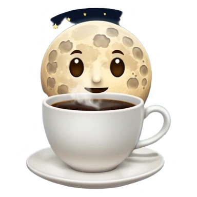 A full moon in the sky over a cup of coffee sticker