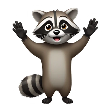 raccoon with 2 raised hands sticker