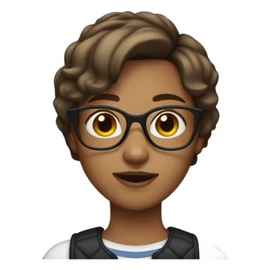 girl with short brown hair and glasses  sticker