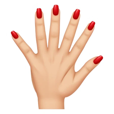 Hand with 5 fingers and red coloured nails sticker