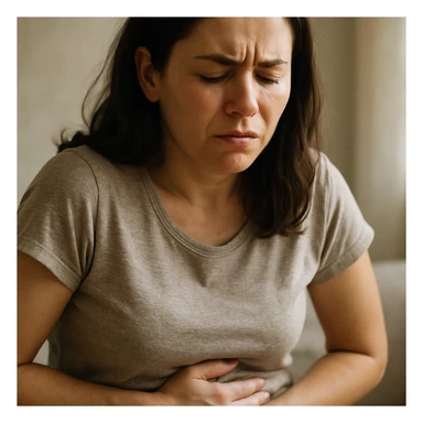 Donna con problemi ci ciclo mestruale realistica sticker