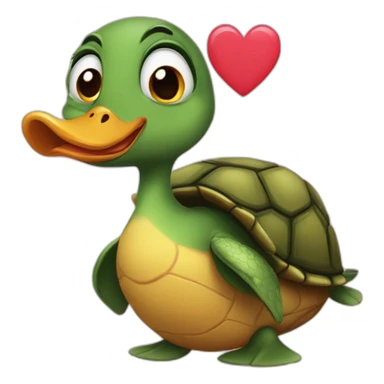 Turtle duck with heart eyes sticker