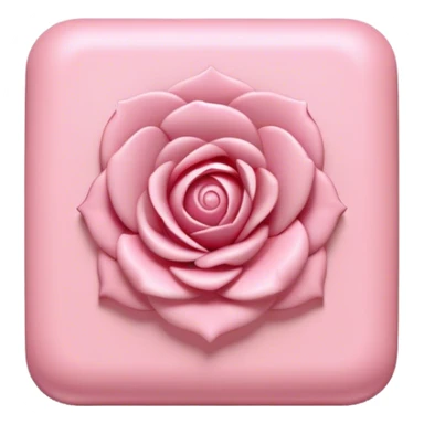 Create a 3D ultra detailed light pink colored square shaped button with a rose border sticker