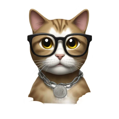 cat in brutal glasses with coins sticker