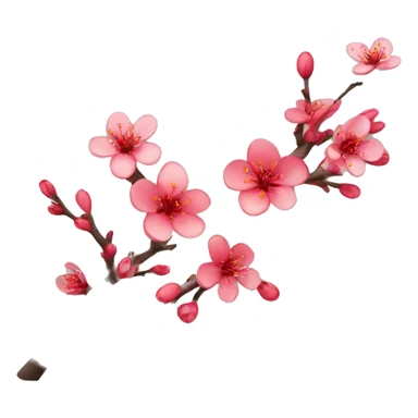 red, plum blossoms, expression sticker