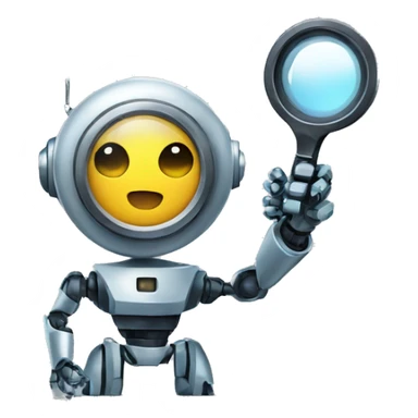 robot looking through a magnifying glass sticker