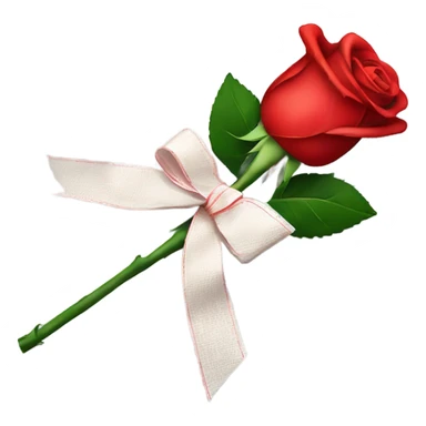 1 single Red rose wrapped in tissue paper with a ribbon  sticker