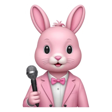 pink bunnie singing , holding mic sticker