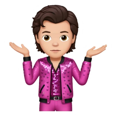 Harry Styles from One Direction with light skin, dark brown hair, dark pink sequin outfit sticker