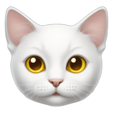 cute white cat with big yellow eyes  sticker