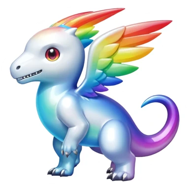 white iridescent rainbow-gradient shiny Fakémon-Digimon (full body) sticker