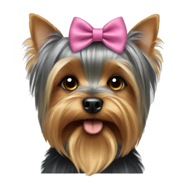 Yorkshire terrier with a bow sticker
