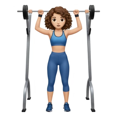 full body, very beautiful italian girl, looking like Emma Watson, with curly and big volume very bright brown hair, workout clothes doing a pullup

 sticker