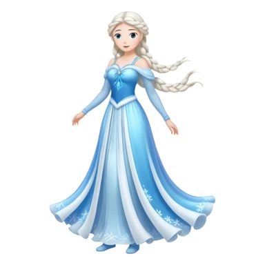 An ice Snow Maiden character, full body, standing in side view, made of translucent ice, winter fairy tale style. sticker