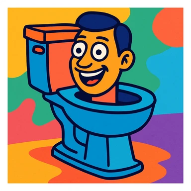 skibidi toilet, a toilet with a head, vibrant toon style sticker