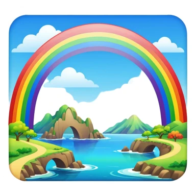 Rainbow Bridge – Arched rainbow connecting islands. sticker