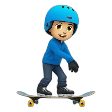 Garçon au œil bleu qui fait du skate bord sticker