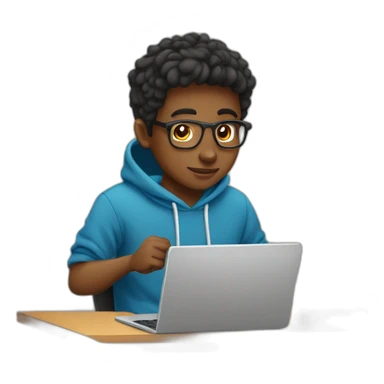 Boy hoodie Laptop typing Desk Illustrations sticker