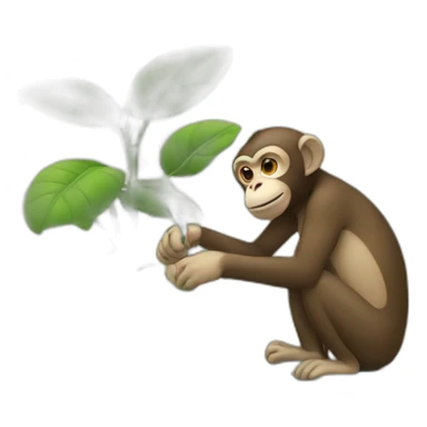 Monkey waters the plants sticker