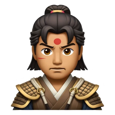 Cinematic Realistic Samurai Pop Culture Emoji, depicted with a noble, stoic portrayal of a samurai warrior rendered with crisp detail and dramatic, traditional lighting. sticker