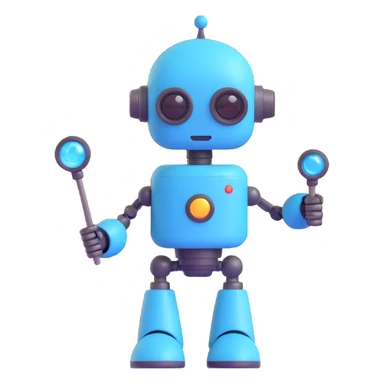 A cute robot is holding a magic wand sticker
