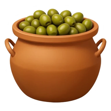 An emoji of a simple clay pot filled with olives. sticker
