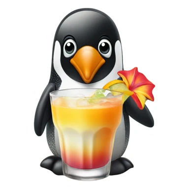 A penguin in a Hawaiian shirt, sipping a cocktail on the beach  sticker