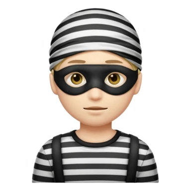 A theif robber emoji,Stripped shirt,eye mask. sticker