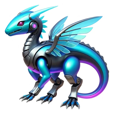  Epic legendary rare glowing mechanical Shiny sparkly transparent bioluminescent luminescent vibrant bright pastel dark exotic iridescent colorful gradients futuristic modern metallic glossy glittery fantasy-cyber-Fakémon-Pokémon-Vernid-creature sticker