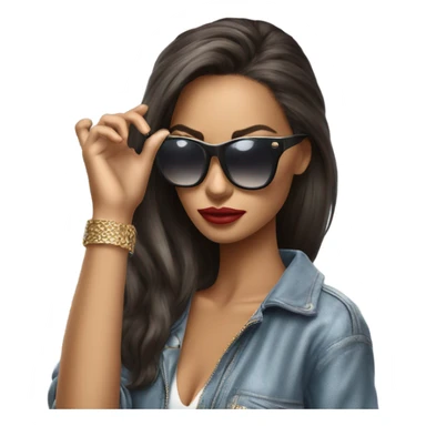 Hyper Realistic beautiful high fashion model putting on sunglasses  sticker