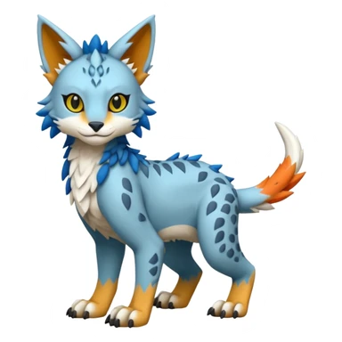 Colorful warm-colored randomly-colored brightly-colored tropical kawaii edgy cute Lynx-Trico-Sergal-Vernid-Fakémon-Pokémon-creature (full body) sticker