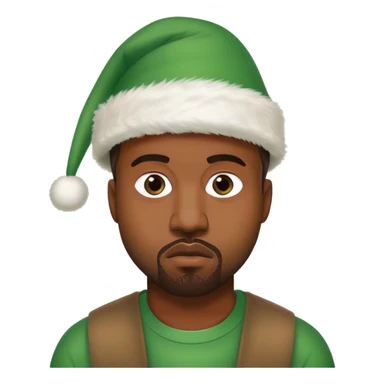 kanye west with a green christmas hat sticker