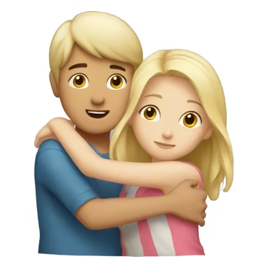 A blonde girl and a Asian boy hugging sticker
