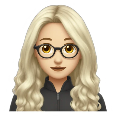 Medium long hair, black hair, glasses，Maiden, lovely. sticker