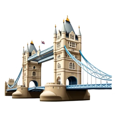 Cinematic Realistic Tower Bridge Landmark Emoji, depicted with iconic Victorian architecture spanning the River Thames, rendered with lifelike textures and dramatic natural lighting that captures its majestic presence. sticker