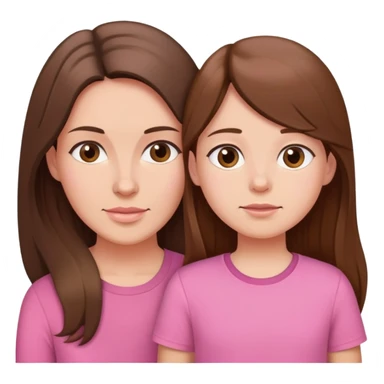 Mother with brown long hair and daughter with brown hair in pink shirts sticker