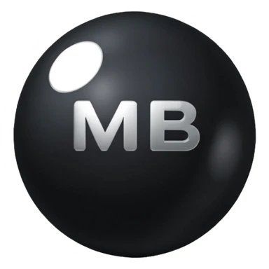 Black Ball with MB written on in the middle of it. Nothing else no holes or anything. sticker