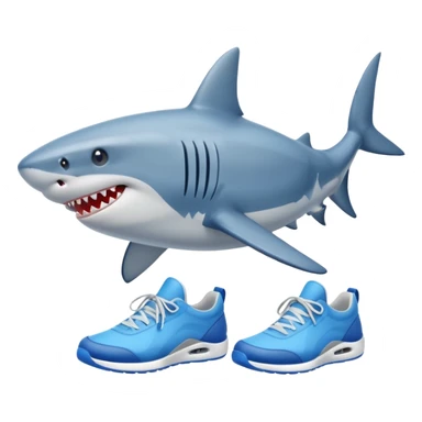 a shark with blue sneakers sticker