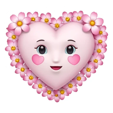 Emoji white heart with pink flowers sticker
