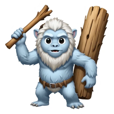 yeti, carrying a big wood sticker