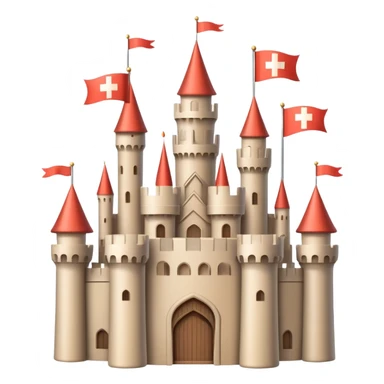 Beige Fantasy castle with tall towers and flags sticker