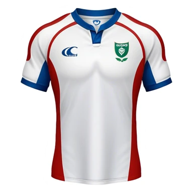 Cinematic Realistic image of a rugby jersey rendered in bold, dynamic team colors with intricately detailed fabric textures and natural creases, illuminated by dramatic stadium lighting sticker