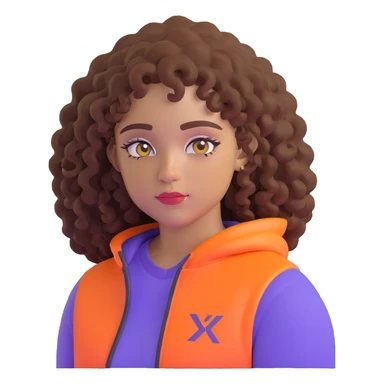 curly hair, light brown skin, baby hairs, highlighter makeup, Y2K and sportlife style sticker